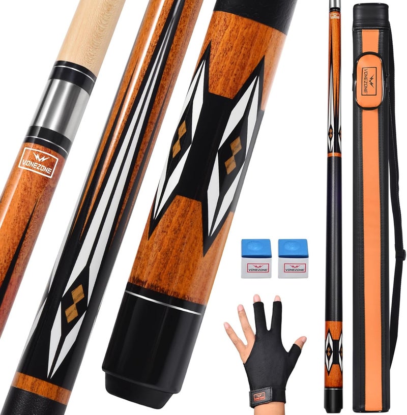 vonezone Pool Cue Stick,Pro Cue with Hard Case,Pool Sticks for Adults,Womens Pool Cue,Pool Cues for Men,58inch 19-21oz Billiard Stick Pool Cue Set,Pink/Orange/Green - Image 1